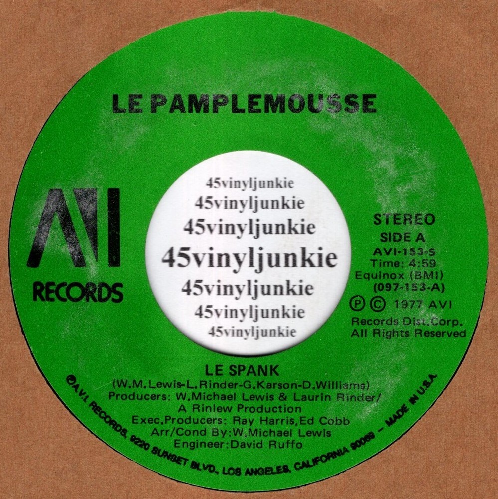 Le Pamplemousse NM disco 45 rpm “Le Spank” on AVI Records