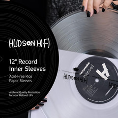 Hudson Hi-Fi Anti-Static Vinyl Record Inner Sleeves 100 Pack – Durable Clear Dis