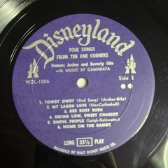 Walt Disney Presents Folk Songs from the Far Corners LP 1958 WDL-1006 33-1/3 RPM
