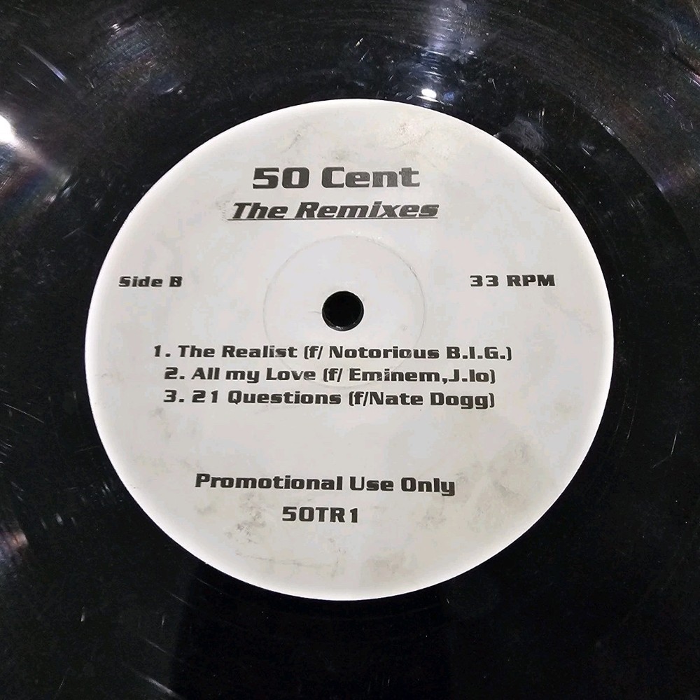 50 Cent The Remixes Promo White Label 12″ Vinyl 33 RPM 50TR1