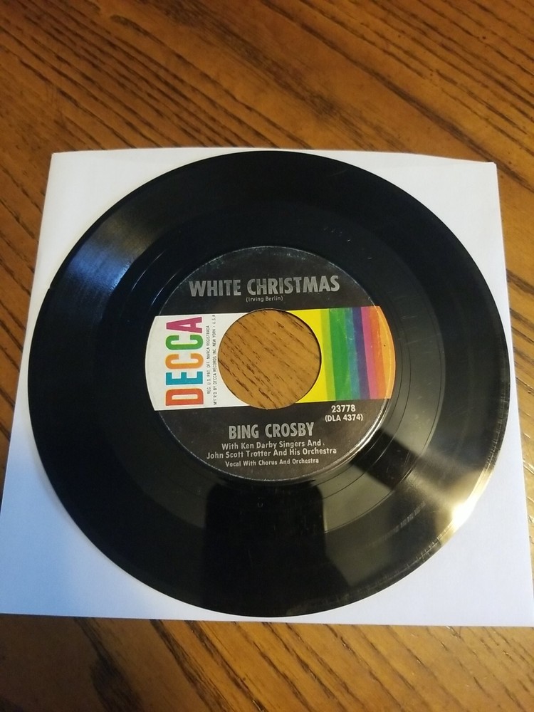 (L2) Bing Crosby White Christmas God Rest Ye Merry Gentlemen 7″ 45 DECCA Record