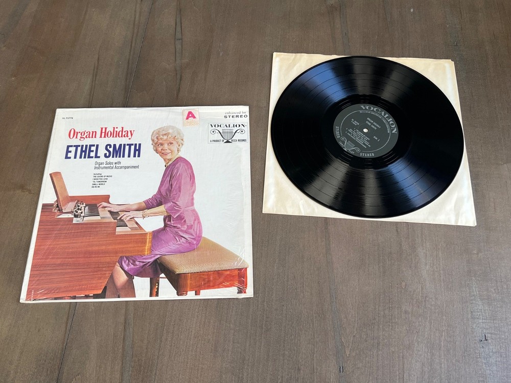 Ethel Smith Organ Holiday Vinyl LP EX/EX with Shrink, Stereo Vocalion VL 73778