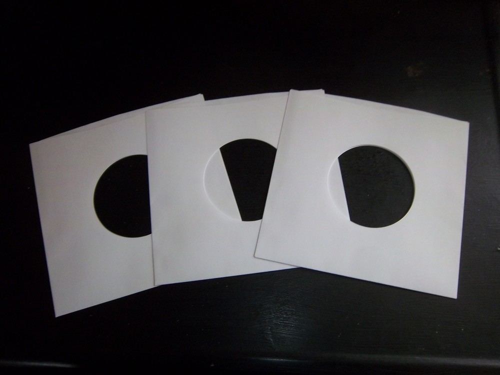 50 ct 7″45 RPM White Paper Record Inner Sleeves/Hole for Viewing Album Vinyl