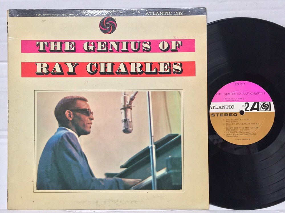Ray Charles Genius Of VG ATLANTIC PINK/BROWN BLACK FAN DG rare soul LP record