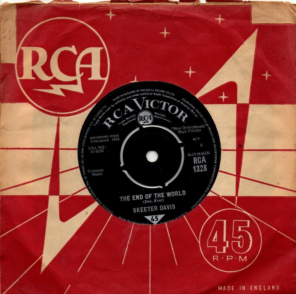 Skeeter Davis:The end of the world/Soembody loves you:UK RCA:1963