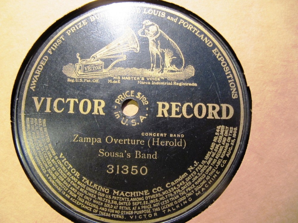 1909 John Philip SOUSA’s BAND Take 6 Herold ZAMPA Overture VICTOR Patent 31350 _