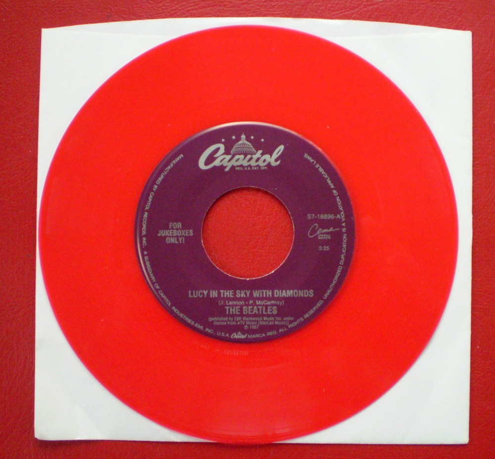 Beatles RARE / LUCY IN THE SKY WITH DIAMONDS MINT RED VINYL JUKE BOX 45 FAB 4