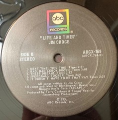 JIM CROCE Life And Times 1973 LP on ABC #ABCX-769 FOLK ROCK 11 tracks GATEFOLD