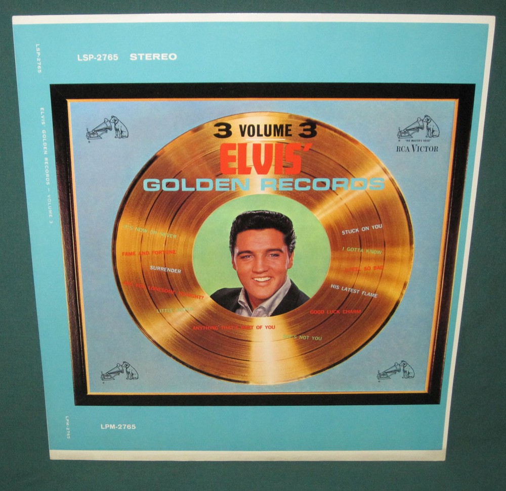 Elvis Presley Golden Records 3 Original Cover Slick Front / Back + labels NM