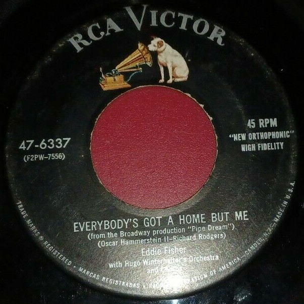 Vintage 45RPM Record : Eddie Fisher, Everybody’s got a Home but Me : RCA Victor