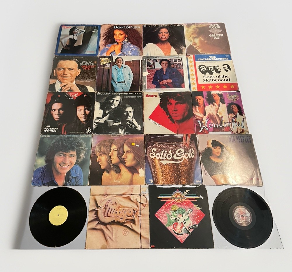 Vintage Vinyl Record Lot of 17 LPs – 70s 80s Rock Pop Soul Country Doors Summer