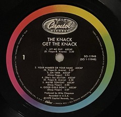 THE KNACK GET THE KNACK 12” Vinyl Lp 1979 Capitol Records SO11948