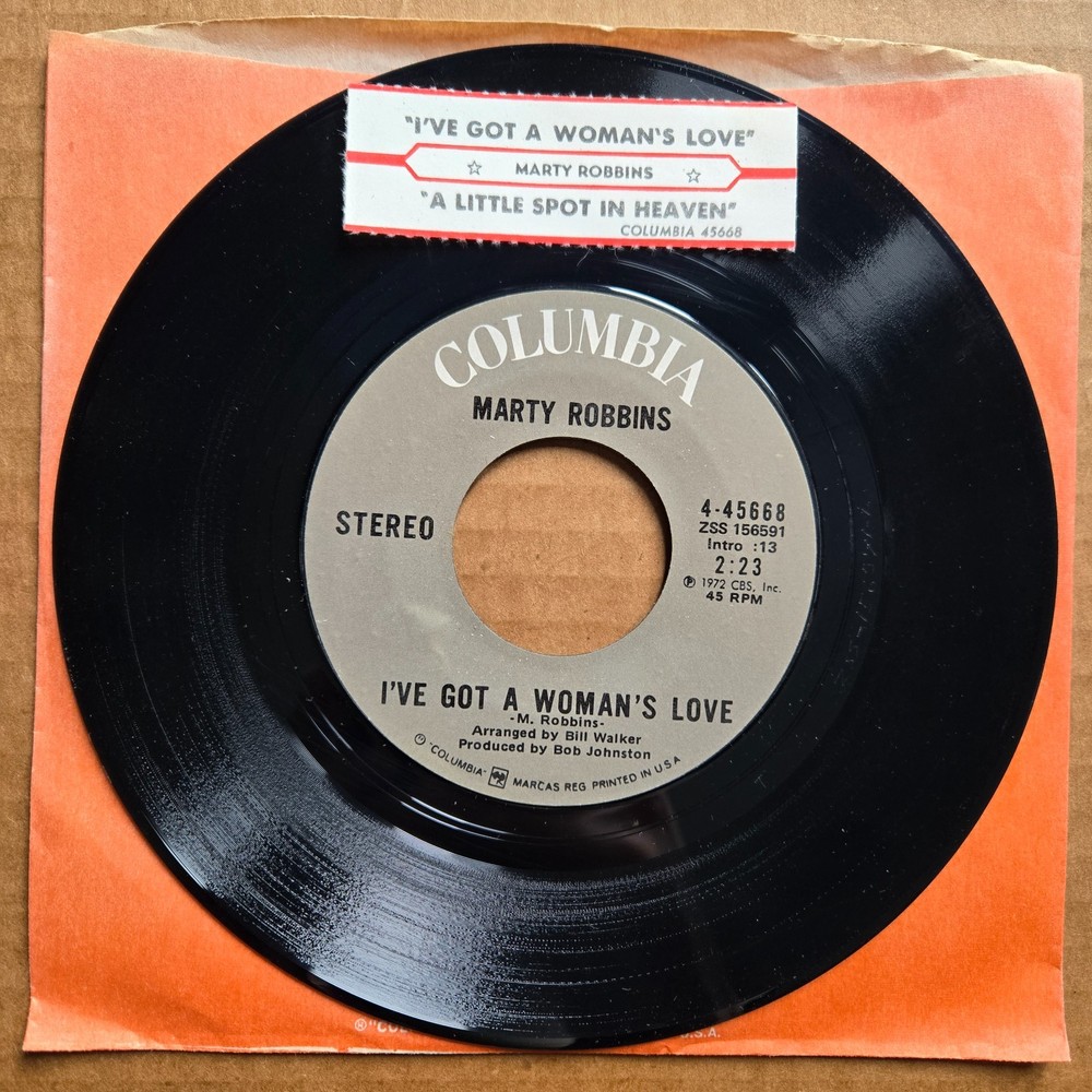 MARTY ROBBINS I’ve Got A Woman’s Love/A Little Spot In Heaven 45 7″ Record Vinyl